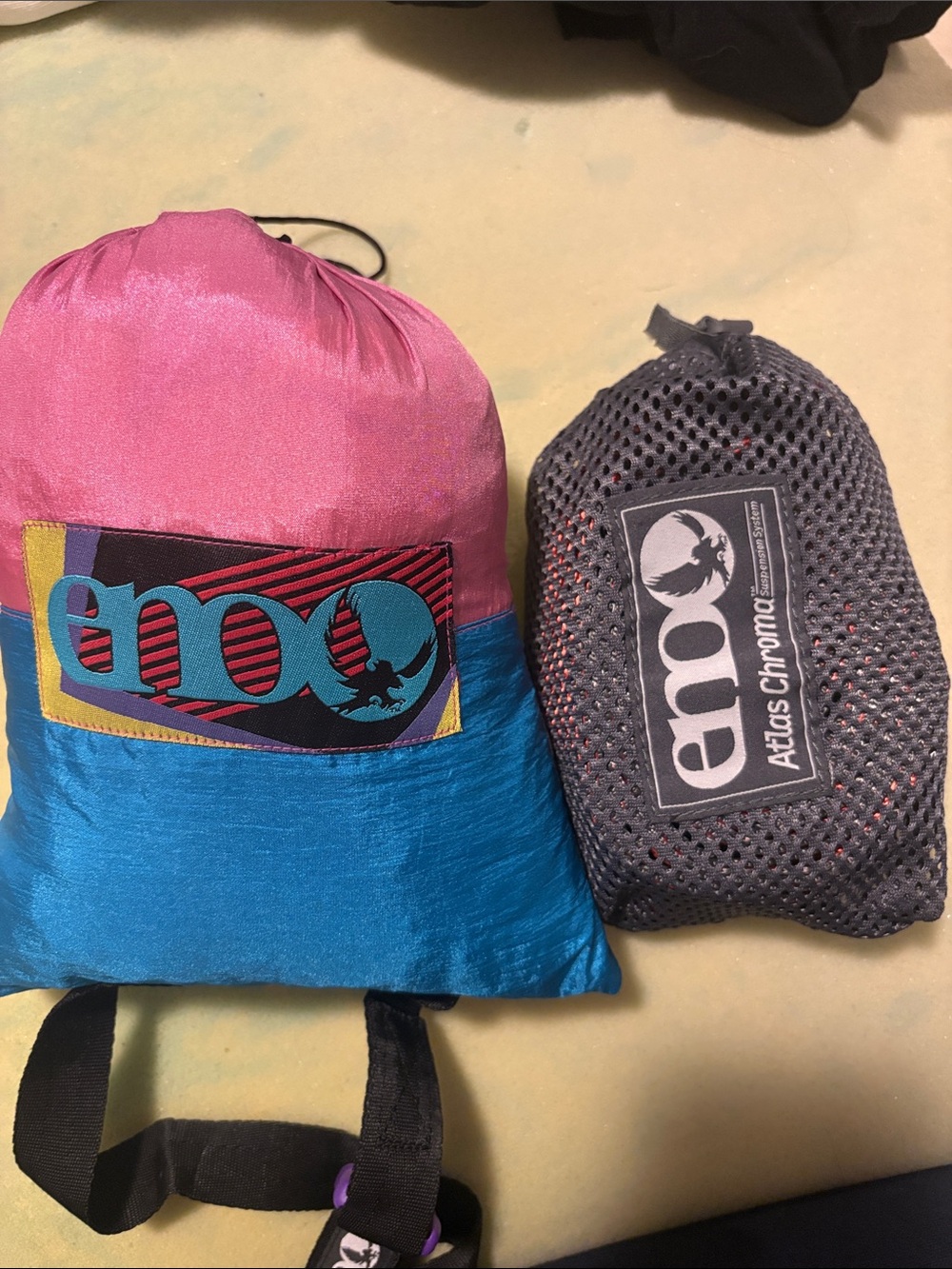 Eno DoubleNest Hammock - Pink & Blue - With Straps